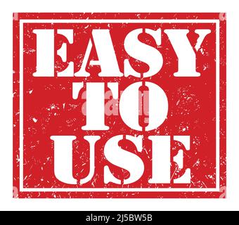 EASY TO USE, words written on red rectangle stamp sign Stock Photo - Alamy