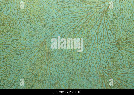 Green fabric vintage wallpaper background texture with a repeat pattern Stock Photo