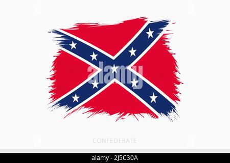Grunge flag of Confederate, vector abstract grunge brushed flag of Confederate on gray background. Stock Vector