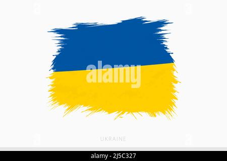 Grunge flag of Ukraine, vector abstract grunge brushed flag of Ukraine on gray background. Stock Vector