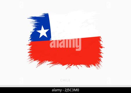 Grunge flag of Chile, vector abstract grunge brushed flag of Chile on gray background. Stock Vector
