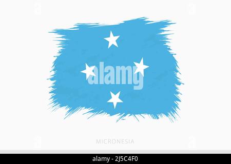 Flag of Micronesia, grunge abstract brush stroke on gray background ...