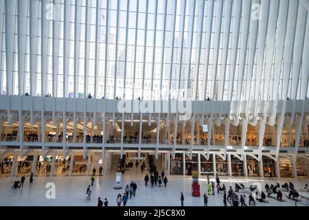 Inside the World Trade Center Transportation Hub, Manhattan, New York USA Stock Photo