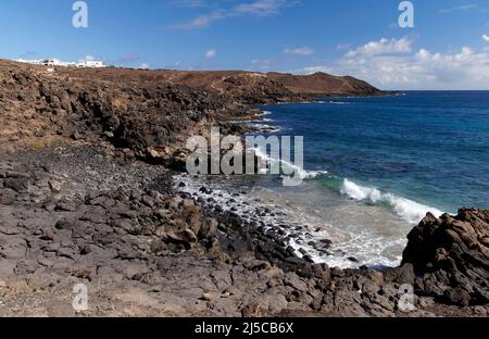 Rugged, volcanic coastline near Costa Teguise, Lanzarote, Canary Islands, Spain Stock Photo