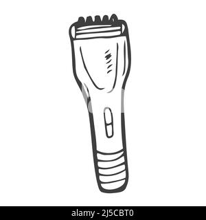 Hand drawn electric hair clipper, beard trimmer. Stock Vector