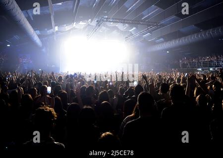 Rome, Italy. 21st Apr, 2022. Italian Singer Coez pseudonym of Silvano Albanese performs the Atlantic of Rome.Rome, (Italy). April 21th, 2022 Credit: dpa/Alamy Live News Stock Photo