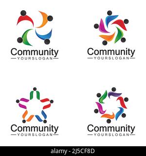 Community Logo Design Template for Teams or Groups.network and social icon design Stock Vector