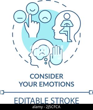 Consider your emotions turquoise concept icon Stock Vector