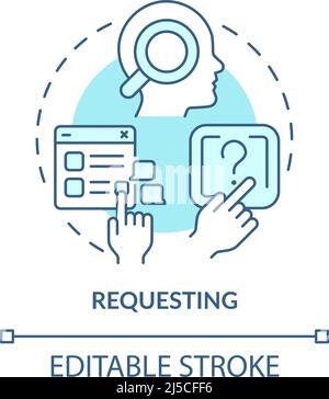 Requesting turquoise concept icon Stock Vector