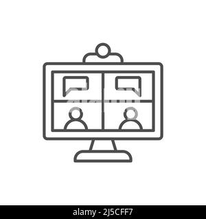 Video conference outline, filled outline, glyp icon. linear style sign for mobile concept and web design. monitor user simple vector icon. Symbol, log Stock Vector