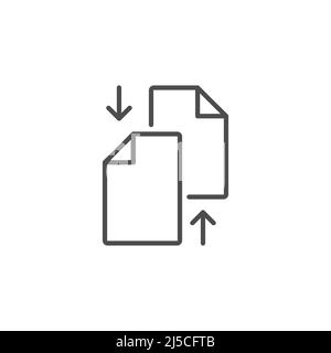 Transfer files line icon, outline vector sign, linear style pictogram isolated on white. Data exchange symbol, logo illustration. Editable stroke Stock Vector