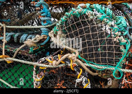 Lobster pots at the Isle of Whitehorn, Scotland Stock Photo