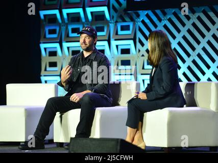 Miami Beach, FL, USA. 18th Apr, 2022. Alexis Ohanian, Co-founder and Former Executive Chairman, Reddit & Founder of Seven Seven Six and Deirdre Bosa, Co-Anchor of 'TechCheck' of CNBC attend eMerge Americas 2022 at the Miami Beach Convention Center on April 18, 2022 in Miami Beach, Florida. Credit: Mpi10/Media Punch/Alamy Live News Stock Photo