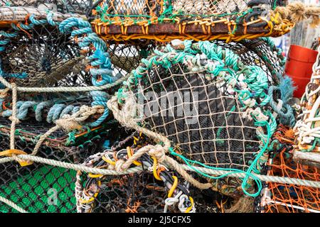 Lobster pots at the Isle of Whitehorn, Scotland Stock Photo