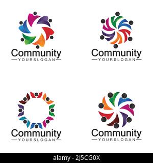 Community Logo Design Template for Teams or Groups.network and social icon design Stock Vector