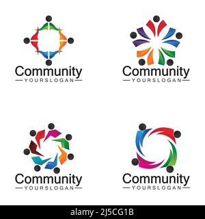 Community Logo Design Template for Teams or Groups.network and social icon design Stock Vector