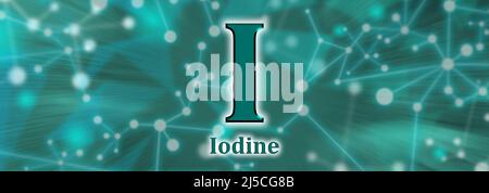 I symbol. Iodine chemical element on green network background Stock Photo