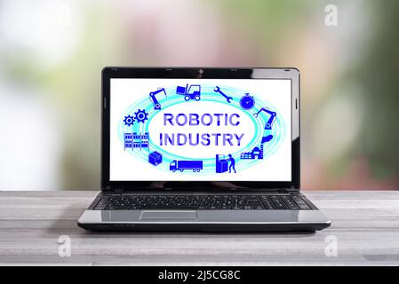 Robotic industry concept shown on a laptop screen Stock Photo