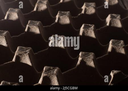 Abstract background. frame geometry. Egg packaging. Paper tray for domestic eggs. Beige and grey. Minimalism. Paper packaging egg carton Stock Photo