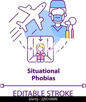Situational phobias concept icon Stock Vector