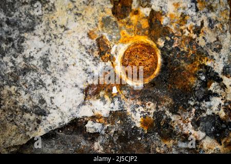 Abstract detail of an old rusty steal bolt Stock Photo