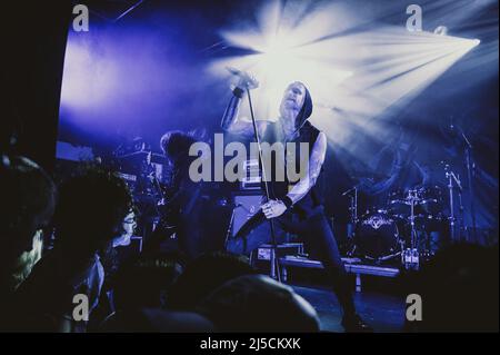 Copenhagen, Denmark. 21st Apr, 2022. The Irish extreme metal band Primordial performs a live concert at Pumpehuset in Copenhagen. Here vocalist Alan Averill a.k.a. A.A. Nemtheanga is seen live on stage. (Photo Credit: Gonzales Photo/Alamy Live News Stock Photo