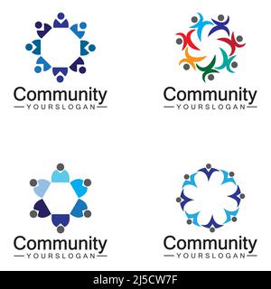 Community Logo Design Template for Teams or Groups.network and social icon design Stock Vector