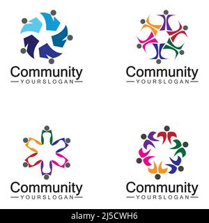 Community Logo Design Template for Teams or Groups.network and social icon design Stock Vector