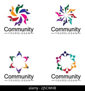 Community Logo Design Template for Teams or Groups.network and social icon design Stock Vector