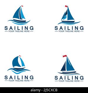 Sailing boat logo Template vector Stock Vector