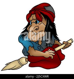 An Ugly Witch in Torn Clothes Stock Vector