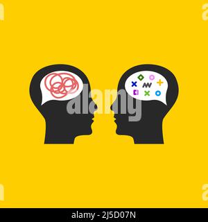 Neurodiversity, differences of thinking icon. Business and emotions Stock Vector