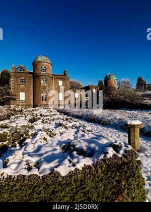 Armagh Observatory and Planetarium in the snow, County Armagh, Northern Ireland Stock Photo