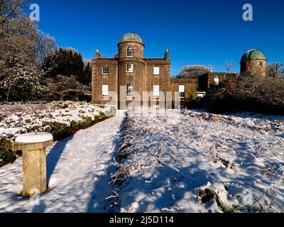 Armagh Observatory and Planetarium in the snow, County Armagh, Northern Ireland Stock Photo