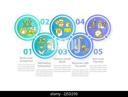 Reasons to break with social media circle infographic template Stock Vector