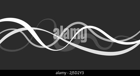 Abstract black and white line. Wavy curves stripe. Vector abstract standing background with waves Stock Vector