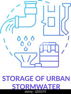 Storage of urban stormwater blue gradient concept icon Stock Vector