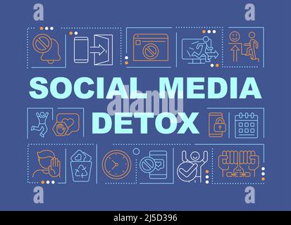 Social media detox word concepts dark blue banner Stock Vector
