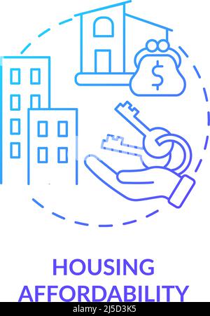 Housing affordability blue gradient concept icon Stock Vector