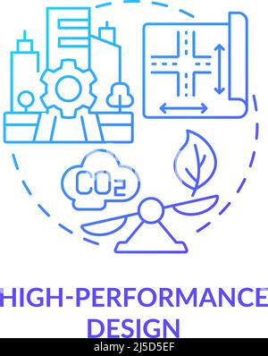 High-performance design blue gradient concept icon Stock Vector