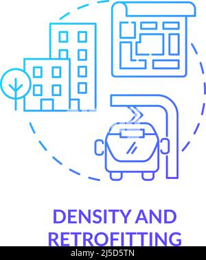 Density and retrofitting blue gradient concept icon Stock Vector