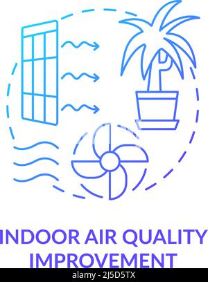 Indoor air quality improvement blue gradient concept icon Stock Vector
