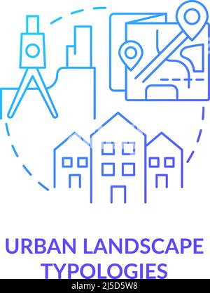 Urban landscape typologies blue gradient concept icon Stock Vector