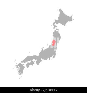 Yamagata prefecture highlight on the map of Japan Stock Vector