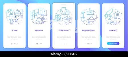 Sustainable building material blue gradient onboarding mobile app screen Stock Vector