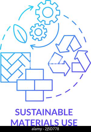 Sustainable materials use blue gradient concept icon Stock Vector
