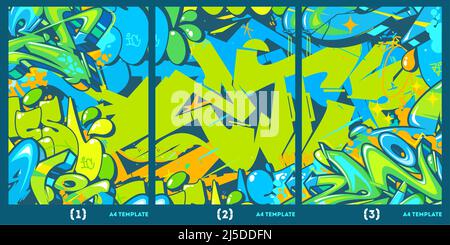 Funny Flat Abstract Graffiti Style A4 Poster Vector Illustration Background Template  Stock Vector