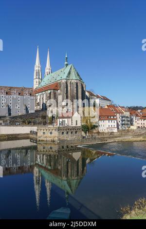 Stadtpanorama mit Peterskirche, Neiße, Görlitz, Sachsen, Deutschland, Europa Stock Photo