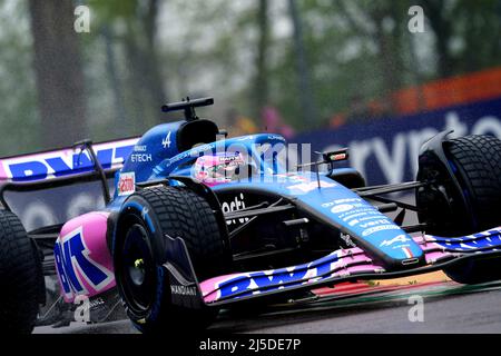 Alpine-Renault's Fernando Alonso during Practice 1 of the Emilia Romagna Grand Prix at the Autodromo Internazionale Enzo e Dino Ferrari circuit in Italy, better known as Imola. Picture date: Friday April 22, 2022. Stock Photo