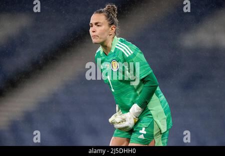 Scotland goalkeeper Lee Alexander during the Women's FIFA World Cup Qualifying match at Hampden Park, Glasgow. Picture date: Tuesday April 12, 2022. Stock Photo